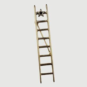 Ladder of Success with Silver Star Blue Rhinestone Brooch